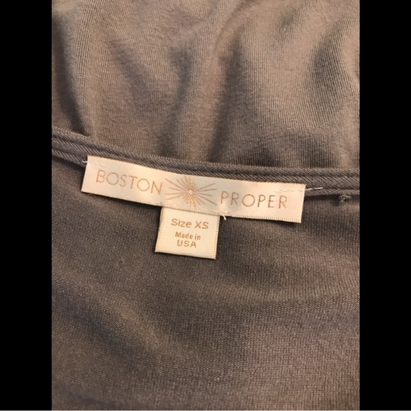 BOSTON PROPER Embellished Neckline Blouse Shirt Top Gray Necklace Rhinestones - Picture 8 of 11